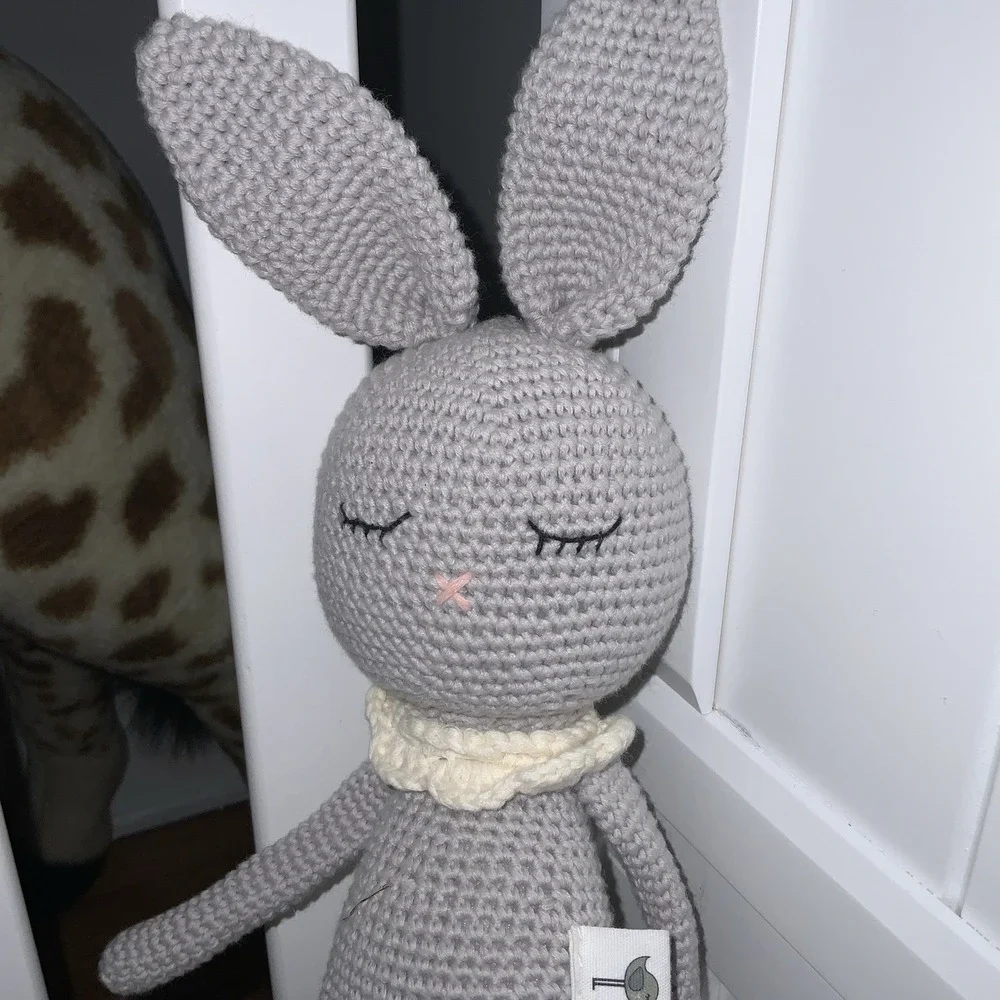 Crochet Bunny Rabbit Plush Rattle Baby Stuffed Animal‎ Toy Nursery Mali Wear